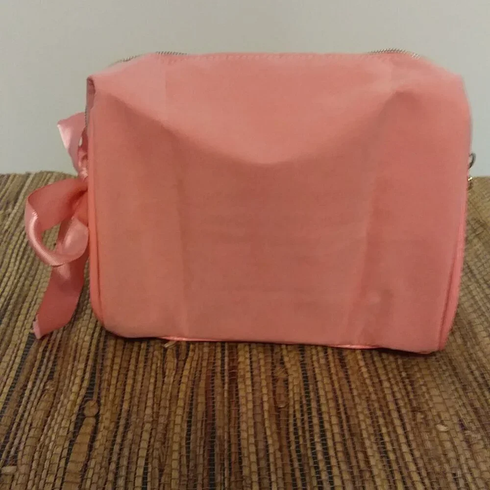 💅 LANCOME Pink Ribbon Makeup Bag  NWOT Travel Vanity Flex  Coquette-Core Cutie